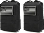 Tactical Car Seat Back Organizer Set Upgraded Tactical Molle Seatback Cover Protector Universal Fit Vehicles Truck MPV Pickup (Black with 2 Pouches)