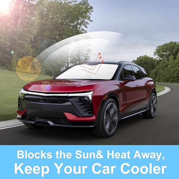 Front Windshield Sun Shade Foldable Window Windshield Visor Custom Fit for Che-vrolet Blazer EV 2024-2026 Block UV Rays Car Accessories Heat Sun Shield Keep Car Cooler