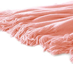 Homiest Decorative Knitted Throw Blanket with Fringe, Lightweight Acrylic Knit, Soft & Cozy Tassel Blanket for Couch, Sofa, B