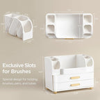 HBlife Makeup Organizer for Vanity with Brush Holder, Large Bathroom Countertop Cosmetic Organizer Skin Care Storage, Easy to