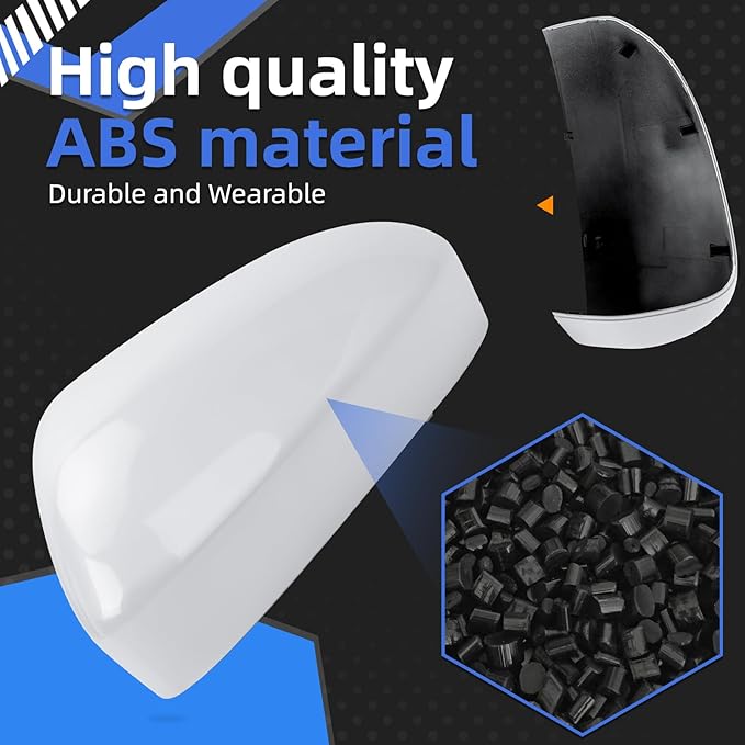 Driver Side Mirror Cover Replacement for Ford Fusion 2013 2014 2015 2016 2017 2018 2019 2020 2021 2022 - Left Side Mirror Covers, Rear View Mirror Cap Accessories Without Lamp, White