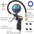 PINKJOY Digital Tire Pressure Gauge with Inflator, 250 PSI Air Chuck and Compressor Accessories Heavy Duty with Quick Connect Coupler, 0.1 Display Resolution for Car, SUV, Truck, Motorcycle, RV