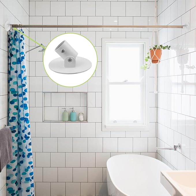 Shower Curtain Rod Bracket, 4Pcs 26mm Inner Diameter Titanium Steel Shower Curtain Rod Single Swivel Flange Curtain Rod Wall-