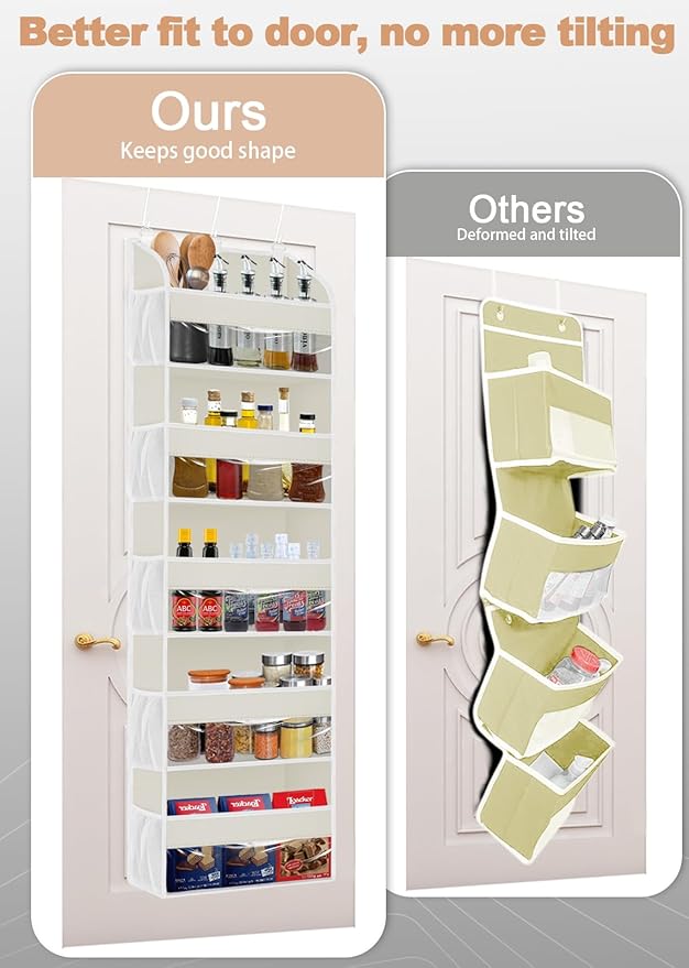 TAHAVICE 2 Pack Over The Door Storage Organizer with 5 Pockets 10 Mesh Pockets, 44 lbs Weight Capacity Door Hanging Organizer