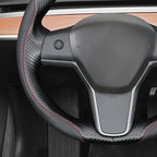 MEWANT Hand Stitched Steering Wheel Cover for Tesla Model 3 2017-2023 / Model Y 2020-2023 for Tesla Model 3/Y Accessories