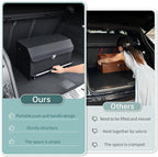 XCF Car Trunk Organizer, Leather Trunk Organizer with Lid and Push-pull Handle Car Storage Box for SUV, Minivan, Sedan (Black)