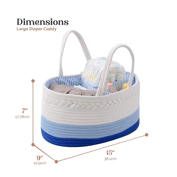 luxury little Diaper Caddy Organizer, Large Cotton Rope Nursery Baby Basket, Changing Table Organizer for Baby Diaper Storage