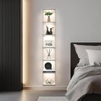 7 Tier Wall Shelves with Led Light, Lack Wall Shelf Unit, Vertical Shelf with Remonte Control,White Shelves