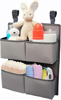 Hanging Diaper Organizer for Crib/Playpen/Bassinet – Hold 80+ Diapers - 4 Deep Pockets-H19in x L15 in Changing Table Diaper H
