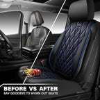 CAR PASS Piping Luxury PU Leather Two Front Car Seat Covers,Waterproof Anti- Slip Seat Covers Compatible with Front Seat Armr