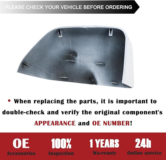 Chrome Tow Mirror Cover Cap | For 2017-2024 F250 F350 F450 F550 Super Duty Side by Side Accessories | LH Left Driver Side Exterior Plastic Rearview Top Half Door Mirror Cover