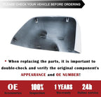 Chrome Tow Mirror Cover Cap | For 2017-2024 F250 F350 F450 F550 Super Duty Side by Side Accessories | LH Left Driver Side Exterior Plastic Rearview Top Half Door Mirror Cover