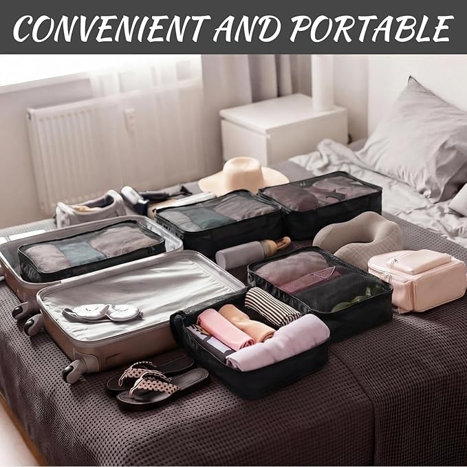 Silkfly 8 Pcs XL Packing Cube for Travel Luggage Organizer Suitcase High Capacity Large Packing Bag Bulk Reusable Mesh Travel