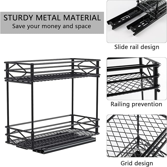 Pull Out Medicine Organizer,Slide Out Storage Drawers,Spice Rack Organizer for Cabinet,Pill Bottle Storage for Holding Vitami