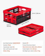 VEVOR Plastic Collapsible Storage Bins, 32L 3 Packs, Stackable Folding Storage Crates with Handles, Holds 26 lbs Per Bin, Fol