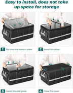 YOHOOLYO Car Trunk Organizer Cooler Bag Insulated Collapsible Trunk Organizer for SUV with Multi Compartments Lid