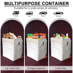 Car Trash Can Bin with Lid - Collapsible Car Garbage Can with Storage Pockets-Beige Mini Leakproof Vehicle Trash Bag-Small Automotive Organizers and Storage for Back/Front Seat SUV Truck Accessories