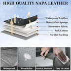Coverado Car Seat Covers Full Set, Gray Seat Covers for Cars, Waterproof Nappa Leather Automotive Seat Covers with Lumbar Hea