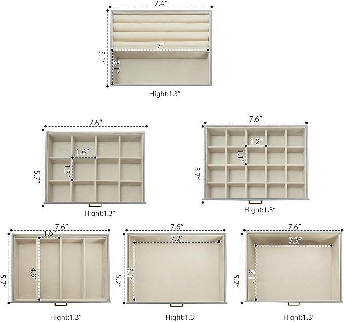 AKOZLIN Extra Large 6-Tier Jewelry Box Organizer Functional Huge, 5 Drawers Leather Jewelry Storage Case for Women Girls Ring