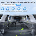 Sunsdrew 8PCS Windshield Sun Shade Kit for Kia Telluride 2020-2025 Full Privacy Side Rear Window Shade Cover Foldable Sun Visor Protector Blocks UV&Heat Telluride Interior Accessories