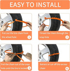 Universal Anti-Skid Snow Tire Chains for Cars SUV Trucks - Adjustable 14-19 Inch Emergency Winter Traction Tire Chains, Easy 