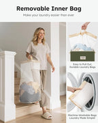 SOLEDI Laundry Hamper with Lid 100L Large & Tall Collapsible Laundry Basket, Clothes Hamper with Bag Removable Easy to Carry,