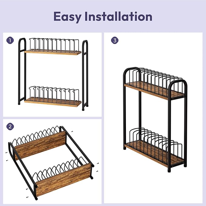 SWTYMIKI Hat Stand for Baseball Caps - 2 Tier Wood & Metal Removable Tabletop Hat Organizer Storage Display Rack, Holds up to