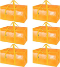 BALEINE 6-Pack Oversized Moving Bags with Reinforced Handles, Heavy-Duty Storage Tote for Clothes, Moving Supplies (Light Yel