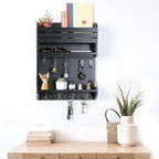 Key Holder, Wall Mounted Mail Organizer, Keys Holder on Wall with 9 Key Hooks, Black