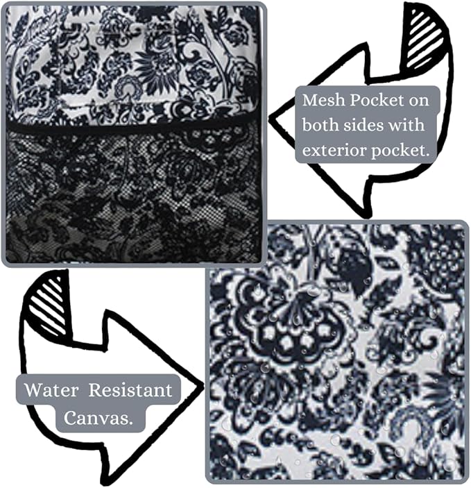 NGIL Extra Large Utility Tote Reusable Grocery Bag Oversized Collapsible for Groceries, Storage, Picnic, Beach (Royal Damask-Black)