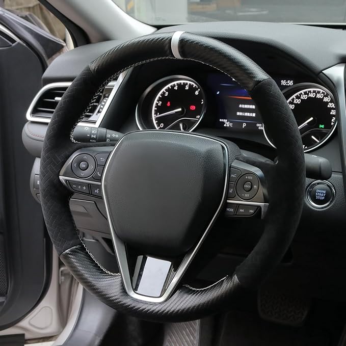 MEWANT Breathable Hand Sewn Car Steering Wheel Cover for Toyota Camry 2018-2019 / Toyota Avalon 2019 / Toyota Corolla 2019-2020 / Toyota RAV4 2019 Steering Wheel Accessories
