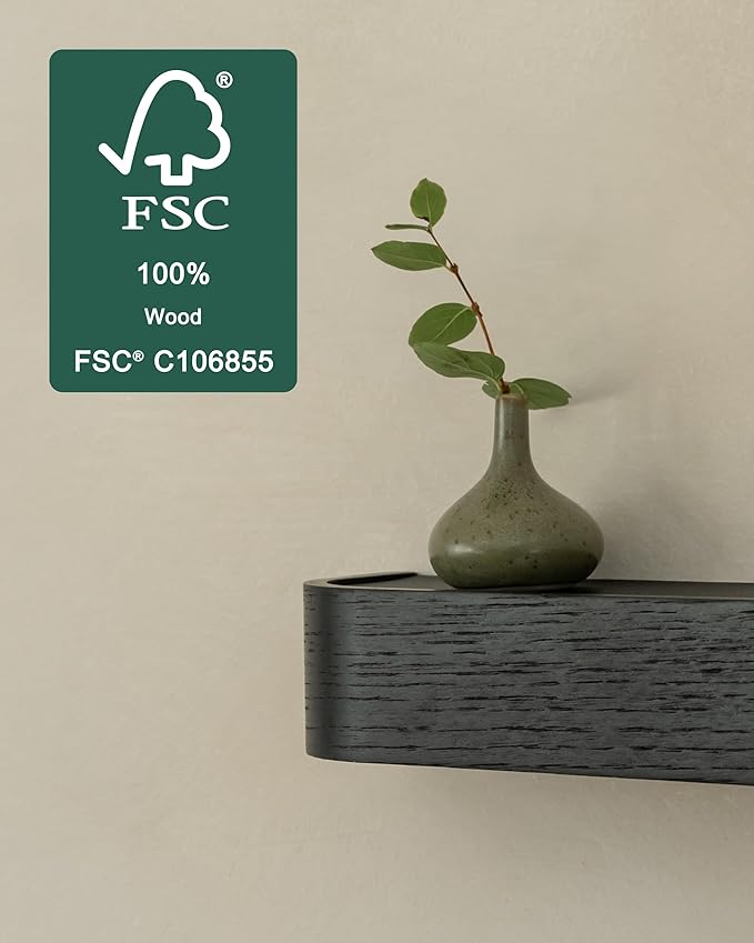 Kazai. Key Holder 'Toke' | Minimalist Key Hook Design from Berlin | Modern Key Holder Wall Mount with Wooden Shelf | Key Rack