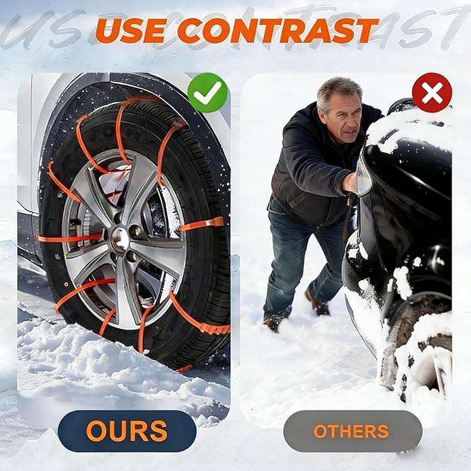 10PCS Universal Anti-Skid Snow Tire Chains,2026 Upgraded Portable Emergency Non-Slip Plastic Cable Ties, Winter Car Truck SUV
