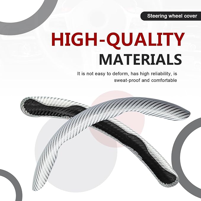 3pcs Universal Carbon Fiber Steering Wheel Cover - Anti-Slip & Segmented Design, Universal 99% Durable Steering Wheel Protect