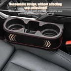Car Seat Gap Filler Organizer with Cup Holder, Leather Multifunctional Vehicle Front Seat Crevice Storage Box Bag, Automotive Console Side Bucket Pocket, Universal Fit (Black)