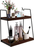 Dorhors 2 Tier Bathroom Counter Organizer Storage,Vanity Organizer for Bathroom Counter,Wood Standing Rack for Kitchen(Walnut