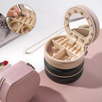 ProCase Travel Size Jewelry Box, Mini Portable Seashell-Shaped Jewelry Case with Mirror, 2 Layer Organizer in PU Leather for 