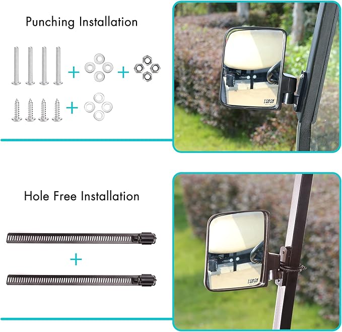 10L0L Golf Cart Mirror, Extra Large Side Rear View Universal for Yamaha, Club Car, EZGO, Folding Adjustable 180 Degree