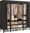 Portable Closet,Garment Rack,Heavy Duty Clothes Rack with Cover,Wardrobe Closet with 3 Hanging Rods, 9 Storage Shelves,55.1" 
