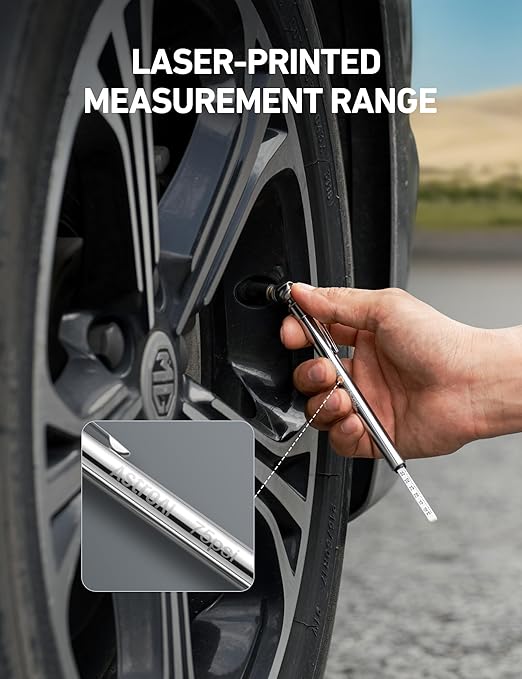 AstroAI Pencil Tire Pressure Gauge 2 Pack (10-75PSI, 10-120PSI ±2% Span), Valve Caps with Case, Stainless Steel Body, and Metal Made Nozzle 3 Measurements for Cars, Bikes, Vehicles, Pickups