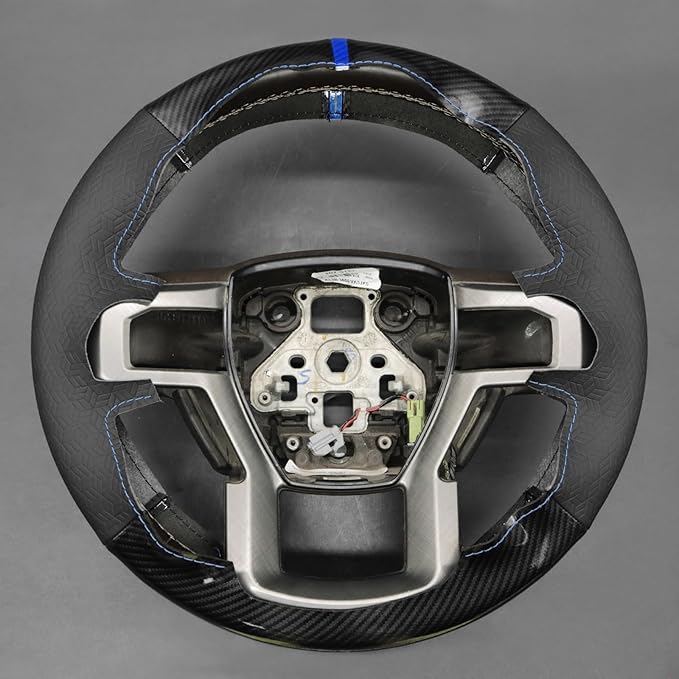 MEWANT DIY Shiny PU Carbon Fiber Cube Embossed Faux Leather Steering Wheel Cover for Ford F150 F250 F350 Expedition 2018
