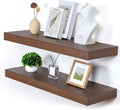 Deep Floating Shelves | 36 Inch Walnut Floating Shelves Set of 2 | 12 Inch Deep Rustic Wood Shelves for Wall | 36" W x 12" D 