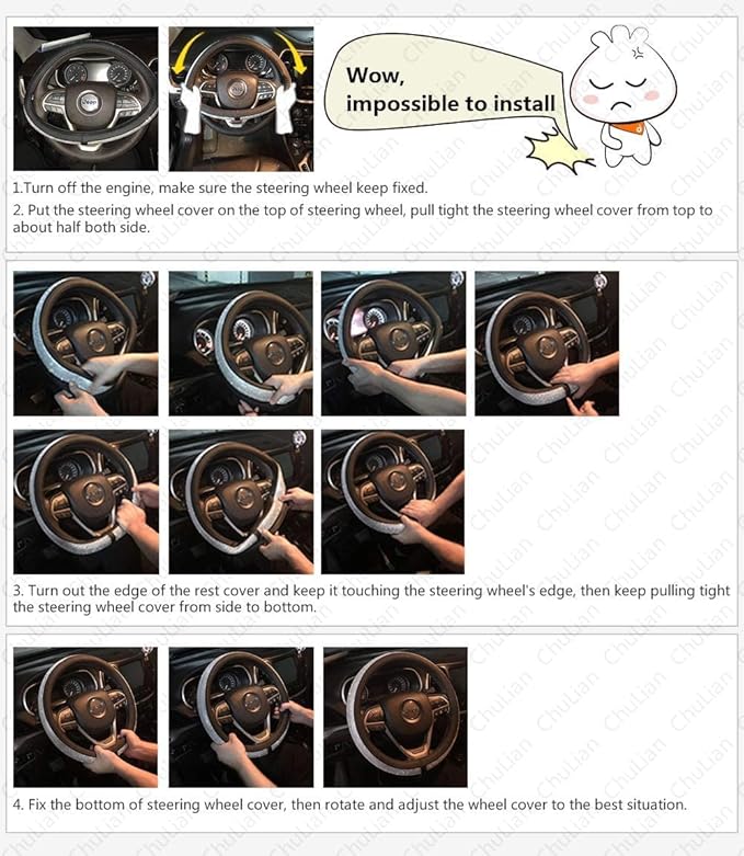 New Diamond Leather Steering Wheel Cover with Bling Bling Crystal Rhinestones, Universal Fit 15 Inch Car Wheel Protector for 