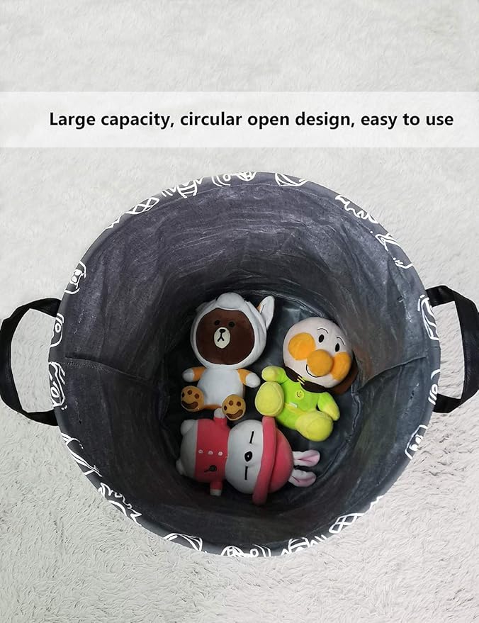 QUEENLALA Large Storage Basket,Laundry Hamper/Bathroom/Home Decor/Collapsible Round Storage Bin,Boys and Girls Hamper/Boxes/C