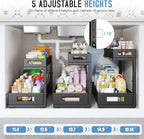 1 Pack 20.47IN Depth Under Sink Storage Organizer, Large 2-Tier Elegant Mesh Pull Out Shelf for Kitchen and Bathroom Cabinet 