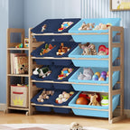 Toy Storage Organizer - Toy Organizers and Storage with Bookshelf, Toy Storage Shelf with 3 Shelves and 12 Storage Bins, Kids