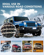 SCITOO 225-275mm Snow Chains for Car Pickup Trucks SUV,8 Pack Quick Easy Installation Tire Traction Chain,Portable Reusable A