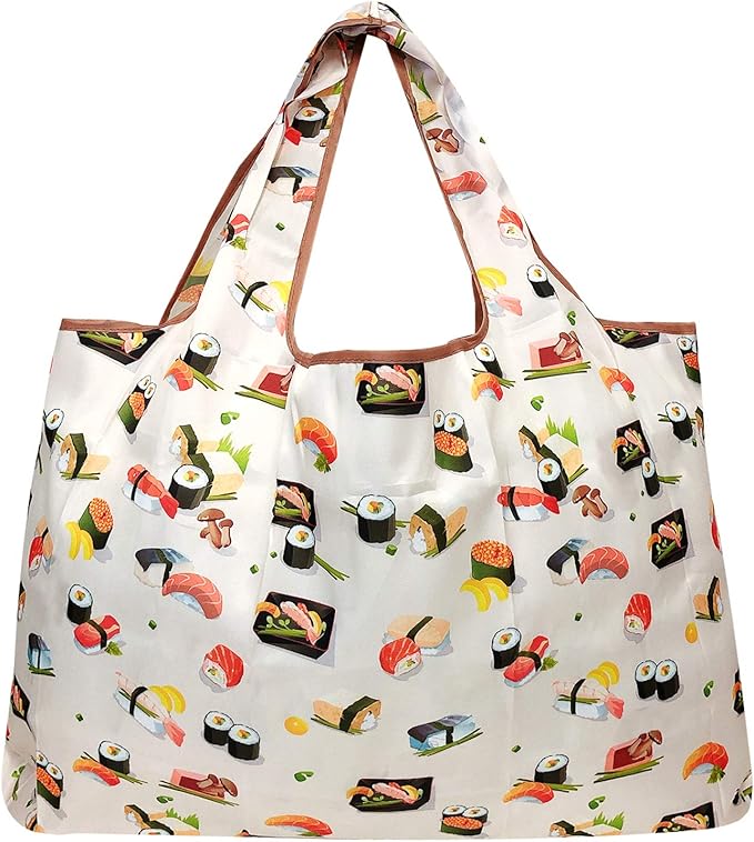 allydrew Large Foldable Tote Nylon Reusable Grocery Bags, 5 Pack