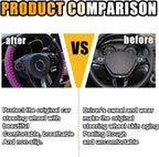 Bling Soft Leather Steering Wheel Cover, 15 Inch Colorful Rhinestones Auto Elastic Protector with Crystal Diamond for Women G