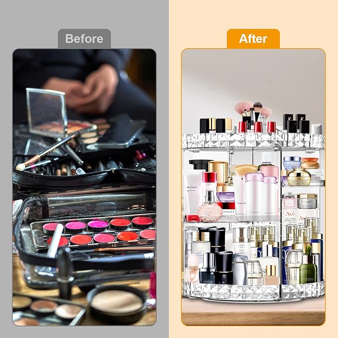 Makeup Organizer 360 Degree Rotating 7 Adjustable Layers Large Capacity Cosmetic Organizer Transparent Make Up Organizers and